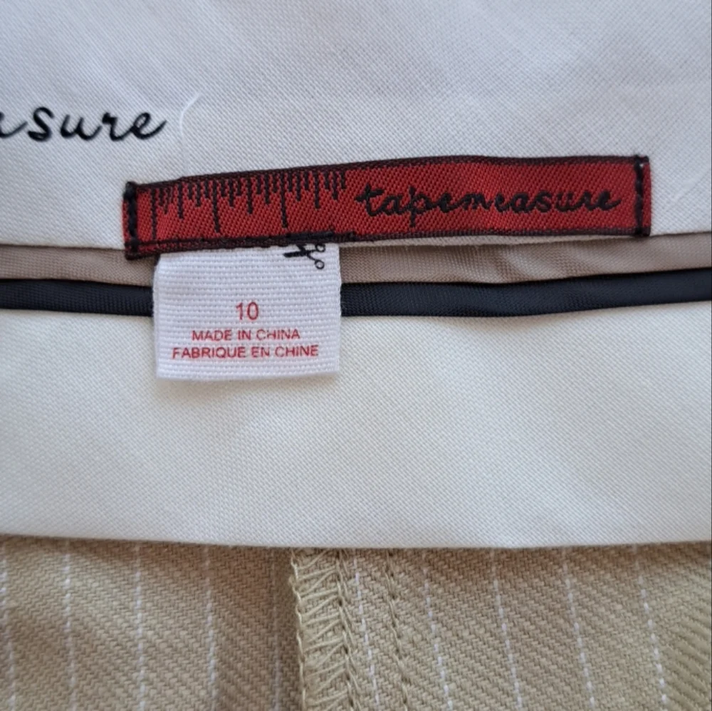 Women’s Tape Measure Beige Striped Linen Blend Career Style Pants Size 10 - Picture 9 of 16